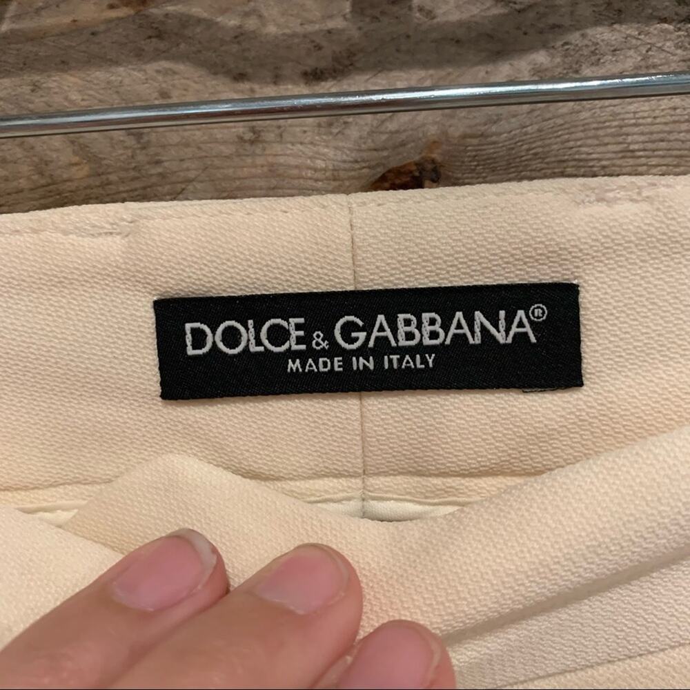 Dolce & Gabanna Cream Satin Trim Tux Stripe Wide Leg Trousers Wool/Silk Size 46‎ - Picture 8 of 14